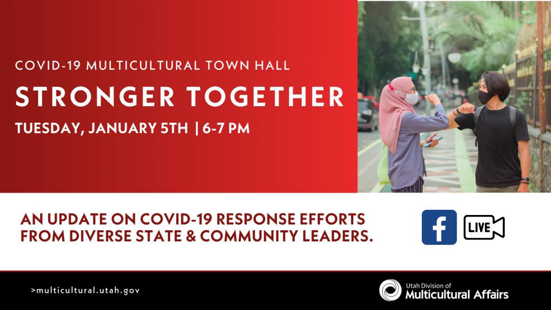 Image propoting Multicultural Town Hall. Information in copy below.