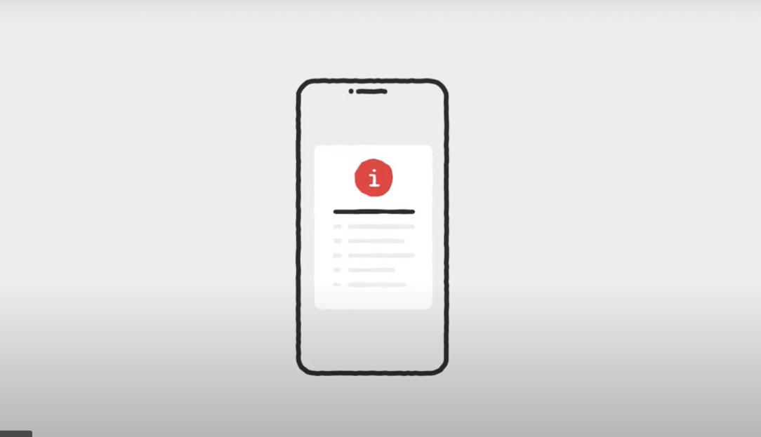Graphic showing an alert icon on a phone