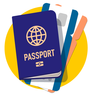 Image of a passport and boarding pass